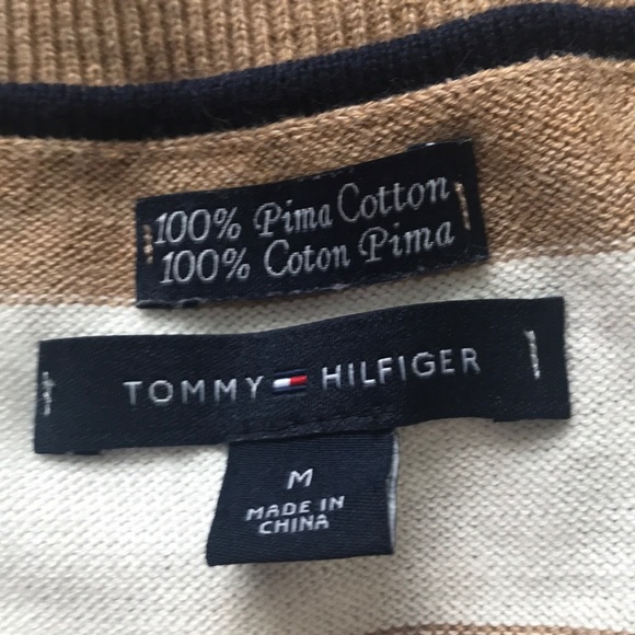 Tommy Hilfiger Brown and Pink V-Neck Sweater - Picture 6 of 9